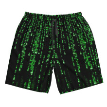 (Binary Code - The Matrix Program_11731) Famgem Men's Beach Shorts Hawaiian Swim Trunks with Pockets Quick Dry Board Swimwear Bathing Graphic Printed Suit for Surfing Lounge Running Gifts