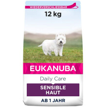 Eukanuba Daily Care Sensitive Skin Hundefutter - Trockenfutter f?r Hunde mit sensibler Haut, Hyoallergenes Futter mit Fisch, 12 kg