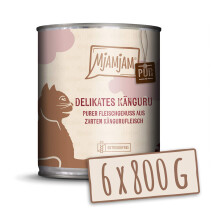 MjAMjAM - Premium Nassfutter f?r Katzen - purer Fleischgenuss - delikates K?nguru pur, 6er Pack (6 x 800 g), getreidefrei mit extra viel Fleisch