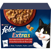 Felix Katzennassfutter Sensations Extras in Gelee Geschmacksvielfalt vom Land, 8.160 kg