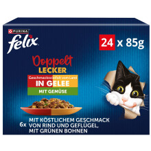 FELIX So gut wie es aussieht Doppelt Lecker Katzenfutter nass in Gelee, Sorten-Mix, 4er Pack (4 x 24 Beutel ? 85g)