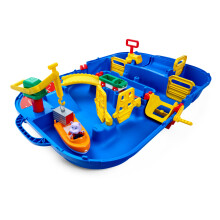 AquaPlay - LockBox - Wasserbahn als Transportkoffer mit 27 Teilen, Spieleset inklusive 1 Hippo Wilma, Amphibienauto und Containerboot, f?r Kinder ab 3