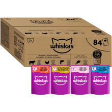 Whiskas Senior 7+ Katzennassfutter Gemischte Auswahl in Gelee, 84 Portionsbeutel, 84x85g (1 Gro?packung) ? Hochwertiges Katzenfutter nass, f?r Katzen