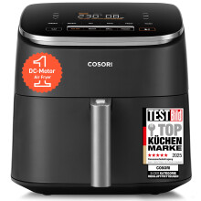 Cosori Turboblaze Airfryer Hei?luftfritteuse, 9-in-1 Air Fryer XXL 6L, leiser DC Motor mit 5 Geschwindigkeitsstufen, Grillen, Backen, G?ren, Dehydrier