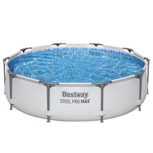 Bestway Steel Pro MAX Frame Pool ohne Pumpe ? 305 x 76 cm, lichtgrau, rund, Grau