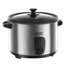 Russell Hobbs Reiskocher [1,8l] inkl. Dampfgarer -Einsatz (Warmhaltefunktion, antihaftbeschichteter Gartopf, Reisl?ffel & Messbecher, Edelstahl, Glas-