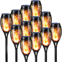 Geemoo Solarleuchten f?r Au?en Garten 12 St?ck Solar Fackel Gartenfackeln mit Realistischer Flammeneffekt, IP65 Wasserdicht Solarlampe f?r Au?en, Hint