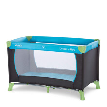 hauck Kinderreisebett Dream N Play ab Geburt bis 15 kg, Klein Zusammenklappbar inkl. Tragetasche und Faltboden, Liegefl?che 120 x 60 cm (Water Blue)