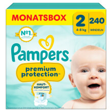 Pampers Premium Protection Gr??e 2, 240 Windeln, 4kg-8kg, Doppelter Schutz f?r die Haut und vor Auslaufen