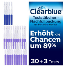 Clearblue 33 Tests Kinderwunsch Fertilit?tsmonitor, Zykluscomputer Nachf?llpackung, 30x Ovulationstest und 3x Schwangerschaftstest, Fruchtbarkeitstest