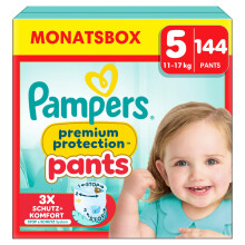 Pampers Premium Protection Pants Gr??e 5, 144 Windeln, 11kg-17kg, Mit 360? Passform und 2x breiteren B?ndchen als vorher f?r unseren besten Komfort &