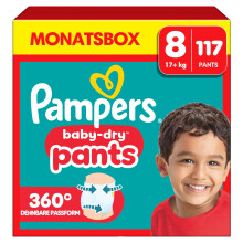 Pampers Baby-Dry Pants Gr??e 8, 117 Windeln, 17kg+, 360? Passform hilft, Auslaufen zu verhindern