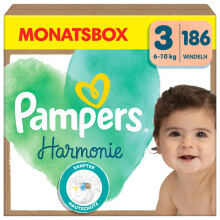 Pampers Harmonie Windeln Gr??e 3, 186 Windeln, 6kg-10kg, sanfter Hautschutz mit 100Prozent Pampers Schutz