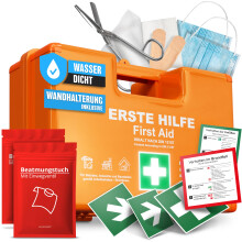 HELDENWERK Erste Hilfe Kasten nach neuer DIN 13157:2021 inkl. Wandhalterung & Aufklebern|Universal Erste Hilfe Koffer f?r Betrieb, Haushalt oder Gastr