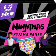 Ninjamas Pyjama Pants Herzen, 54 absorbierende Nachth?schen, 8 Jahre, 27kg-43kg, Auslaufschutz f?r die ganze Nacht