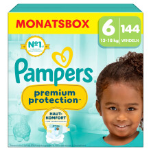 Pampers Premium Protection Gr??e 6, 144 Windeln, 13kg-18kg, Doppelter Schutz f?r die Haut und vor Auslaufen