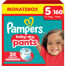 Pampers Baby-Dry Pants Gr??e 5, 160 Windeln, 11kg-17kg, 360? Passform hilft, Auslaufen zu verhindern