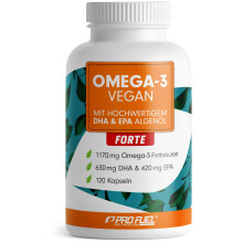 Omega-3 vegan FORTE - 120 Kapseln - 2000 mg Algen?l pro Tag - hochdosiert mit 630mg DHA + 420 mg EPA - vegane Omega-3 Algen?l Kapseln - DHA:EPA Verh?l