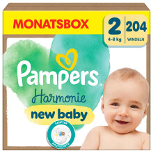 Pampers Harmonie Windeln Gr??e 2, 204 Windeln, 4kg-8kg, sanfter Hautschutz mit 100Prozent Pampers Schutz