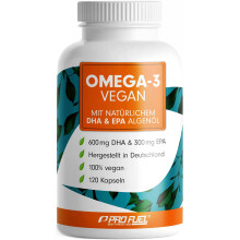 Omega-3 vegan Kapseln 120x - 2000 mg Algen?l pro Tag - hochdosiert mit 600mg DHA + 300mg EPA - hochwertige Omega-3 Algen?l Kapseln vegan - DHA:EPA Ver