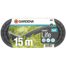 Gardena Liano Life Textilschlauch 1/2 Zoll, 15m Set: Hochflexibler Gartenschlauch aus Textilgewebe, mit PVC-Innenschlauch, kein Abknicken, leichtgewic