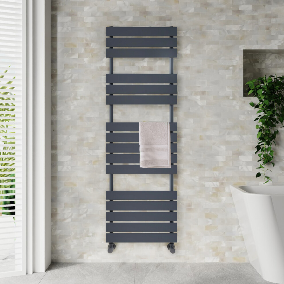 Nes Home Anthracite 1600 x 450mm Flat Panel Heated Towel Rail Radiator
