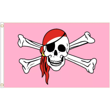 (5' x 3' - 150cm x 90cm) Skull &amp; Crossbones Pink Pirate Polyester Flag