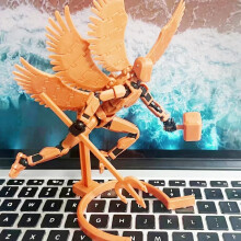 (Χρυσός-14 εκ.) Lucky 13 Figure Toys Dummy 3D Printed six Winged Angel Movable Shapeshift Robot