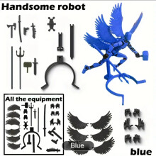 (Μπλε-14 εκ.) Lucky 13 Figure Toys Dummy 3D Printed six Winged Angel Movable Shapeshift Robot