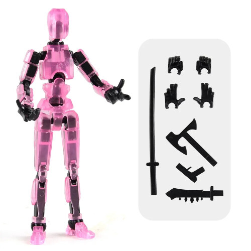(Διαφανές ροζ) 3D Printed Multi-Jointed Movable Shapeshift Robot Action Figure με πλήρη