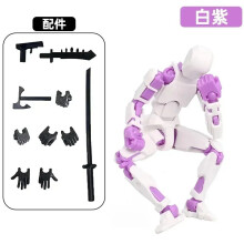 (λευκό μωβ) DIY Luminous T13 Multi-Jointed Movable Shapeshift Robot 3D Printed Mannequin Lucky