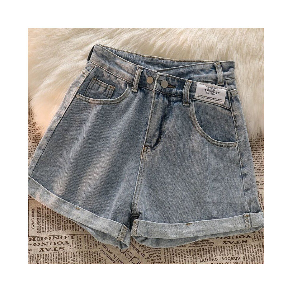 (Jeans,135cm/53.15in)Ensemble élégant de trois pièces d'été pour filles avec chemise décontractée à carreaux à manches courtes short en denim