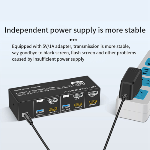 Διακόπτης KVM 8K 60Hz DP/-συμβατός με USB 3.0 για 2 οθόνες, βύσμα EU 1