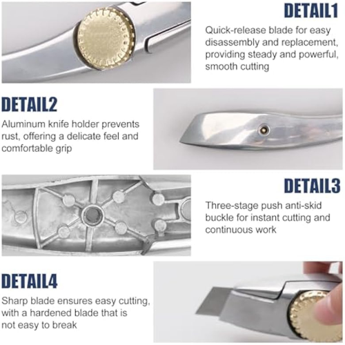 4Pcs Carpet Knife with 20Pcs Replacement Knife Blades Roofing Tools 2
