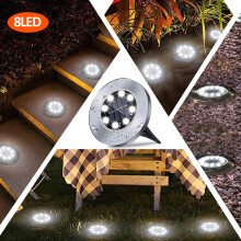 (8 LED froides - 4 pièces) Lampes solaires de sol pour décorations extérieures, lampes solaires de jardin