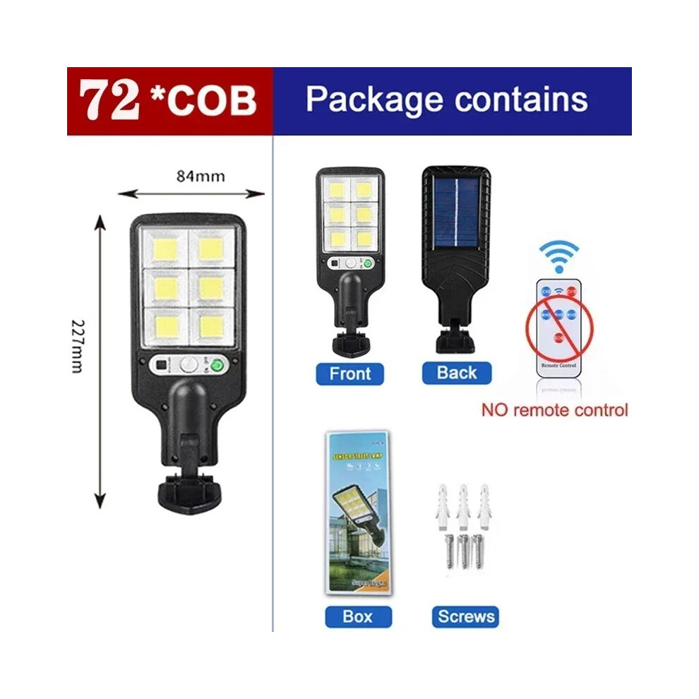 (72COB-2pcs) Lampe murale solaire LED puissante pour extérieur, 3 modes, induction, pour jardin, terrasse,