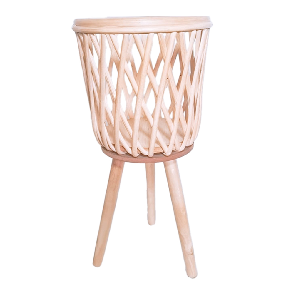 Supporto Per Piante In Rattan Con Gambe In Rattan Intrecciato - Supporto Per Fioriera
