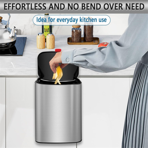 Hanging Kitchen Stainless-Steel Small Trash Can with Lid, 8L 2