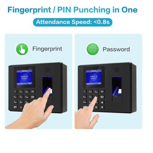 Relógio de impressão digital com leitor de impressão digital e PIN em um só lugar, plugue UE 1