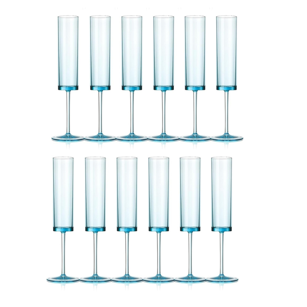 Bicchieri Da Champagne Quadrati Da 6 Oz Con Stelo, Coppe Blu