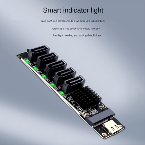 TYPE-C to 5Port SATA3.0 Adapter Card Riser card PC Computer Expansion 2