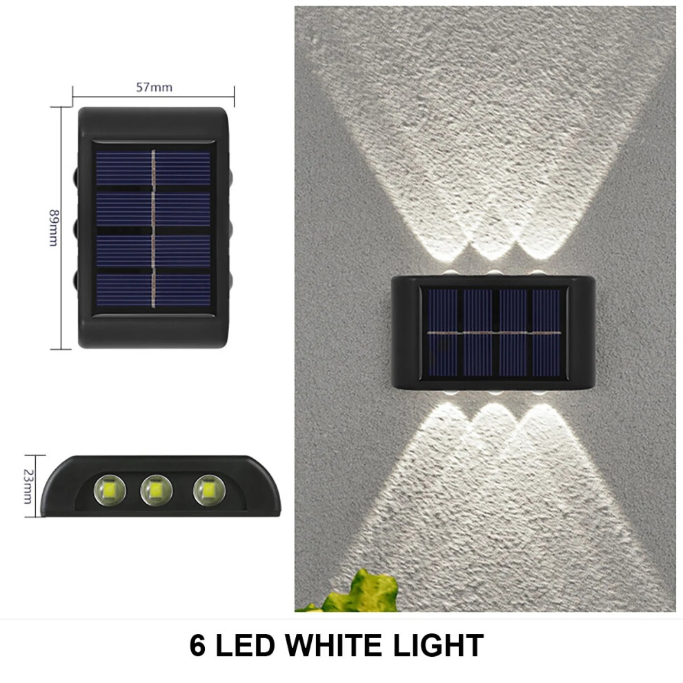 (6LED-BLANC-1PCS) Applique murale solaire étanche à énergie solaire compatible avec cour, jardin, abri