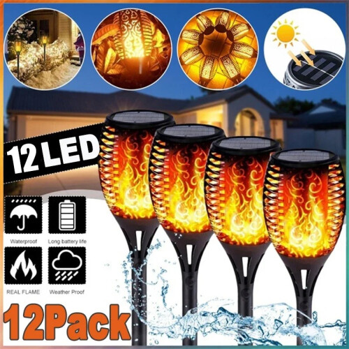 (1PC)1-12PCS 12LED Solar Flame Φωτιστικό Φως που τρεμοπαίζει Αδιάβροχο 1