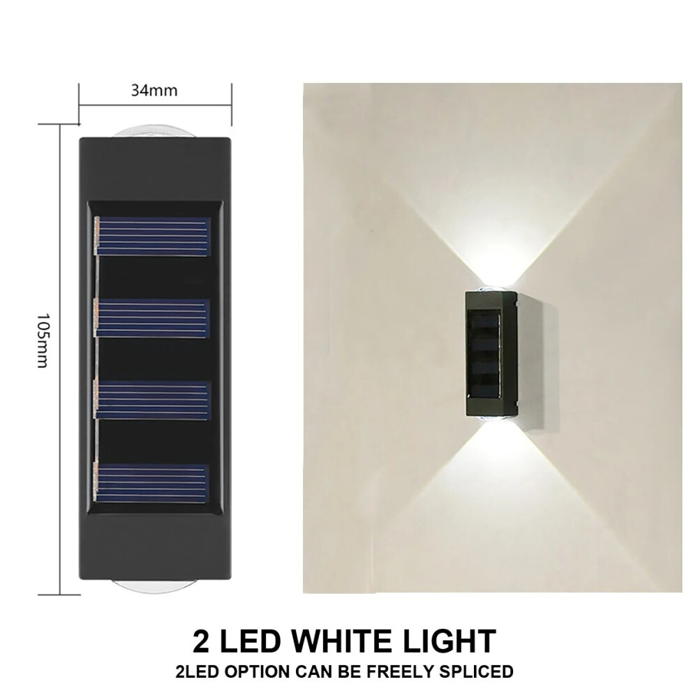 (2LED-BLANC-1PCS) Applique murale solaire étanche à énergie solaire compatible avec cour, jardin, abri