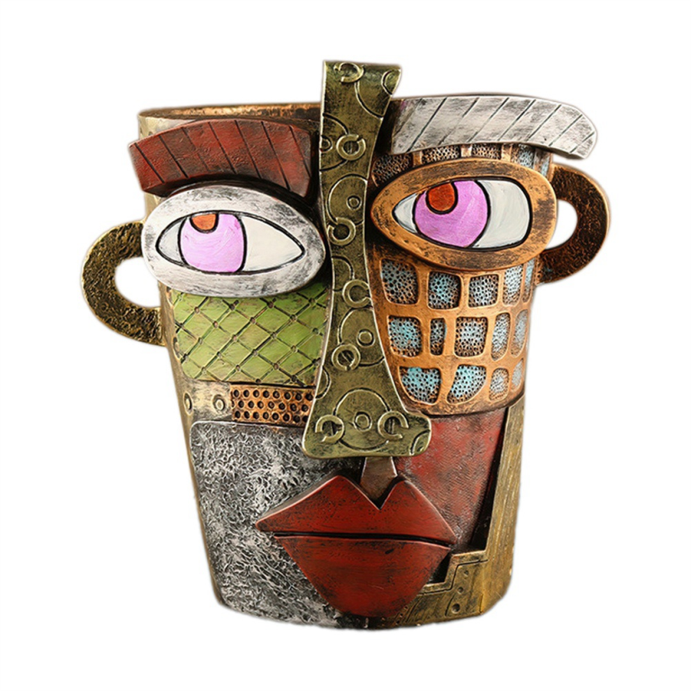 Vaso Per Fiori Con Volto Colorato, Vaso Per Fiori Astratto B