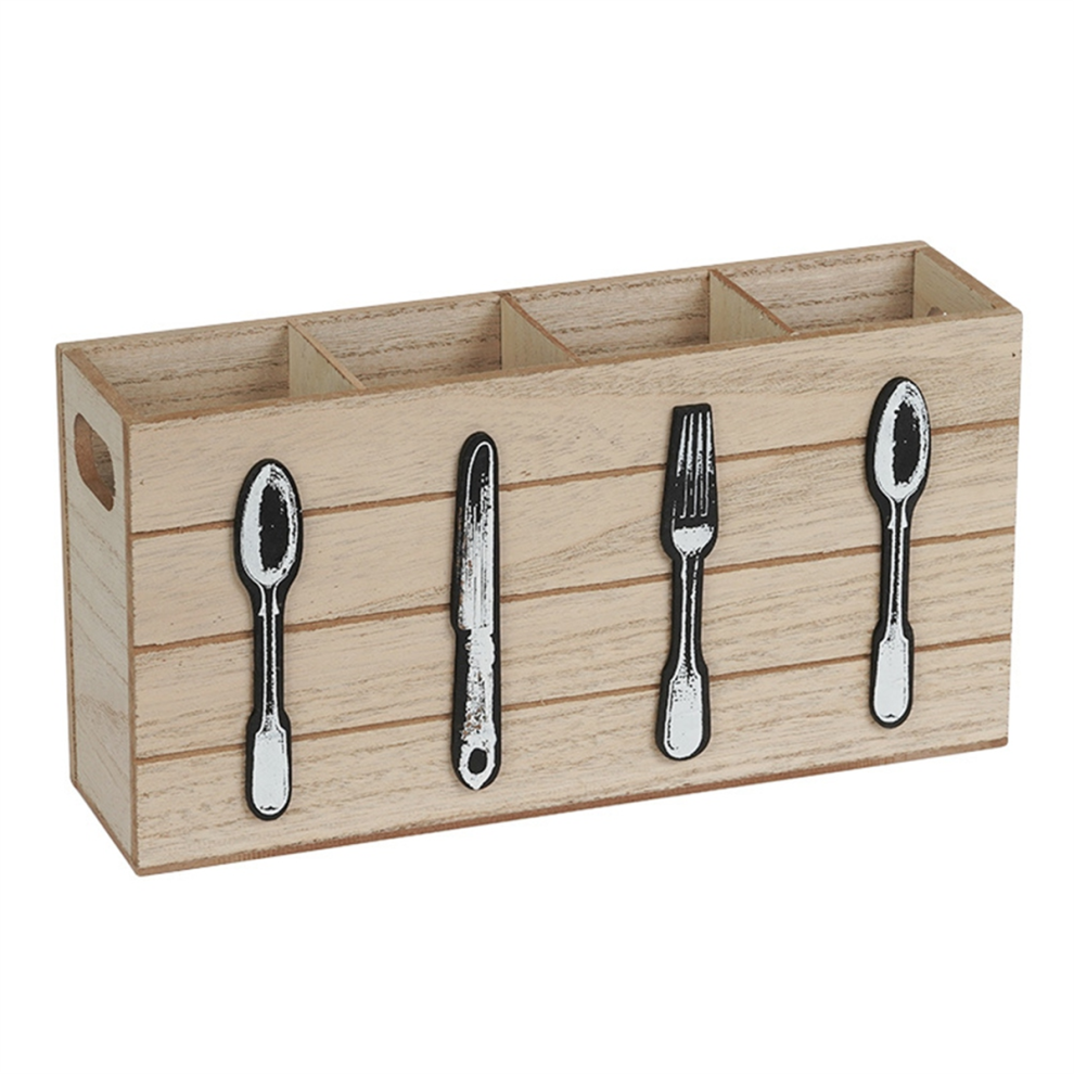 Porte-ustensiles en bois, accessoires de cuisine, organisateur d'argenterie B