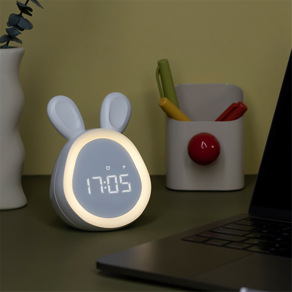 Neznačkové Children Cute Alarm Clock With Night Light Stepless Dimming White