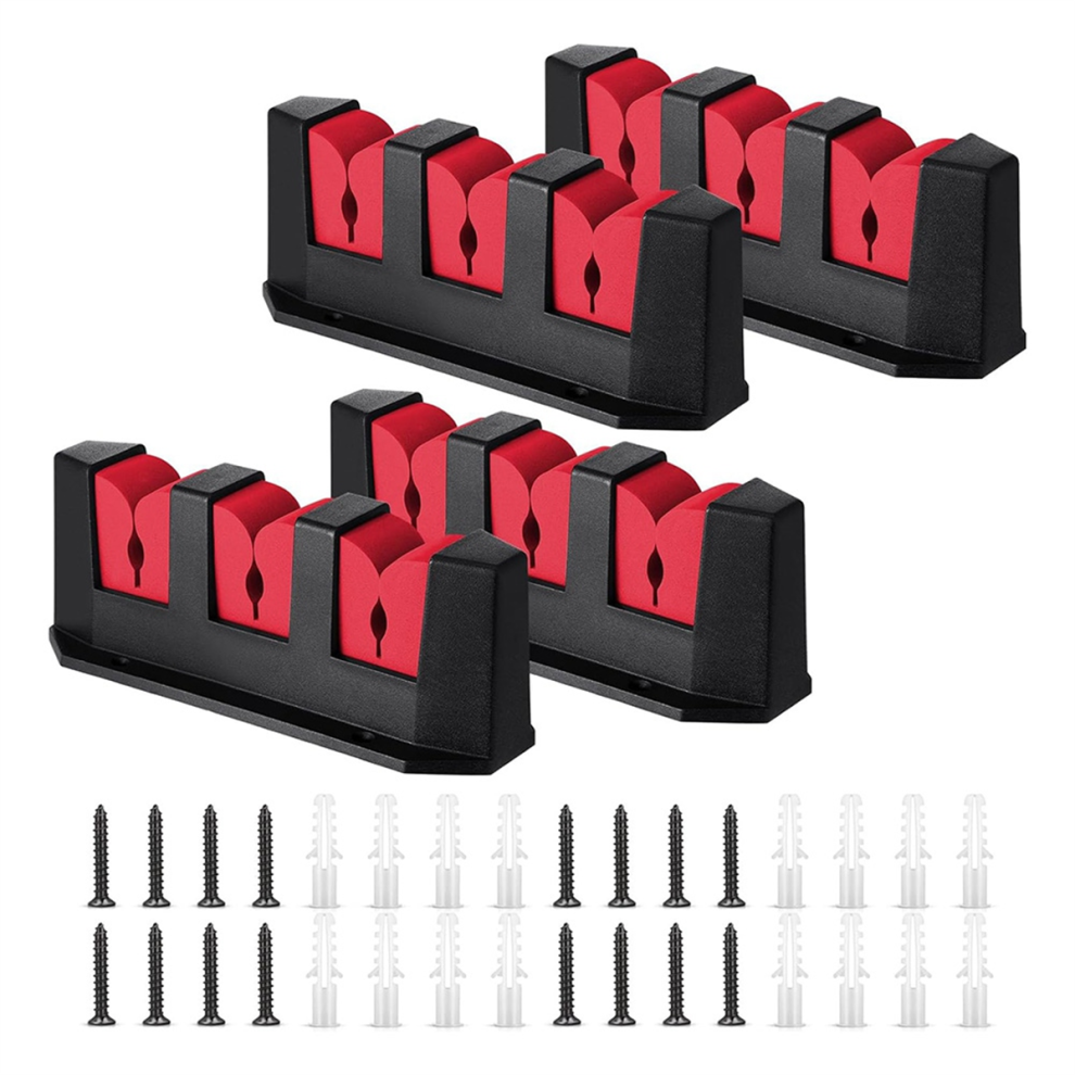 Supporto Per Canne Da Pesca A Parete Per 3 Canne, 4 Pezzi, Rosso