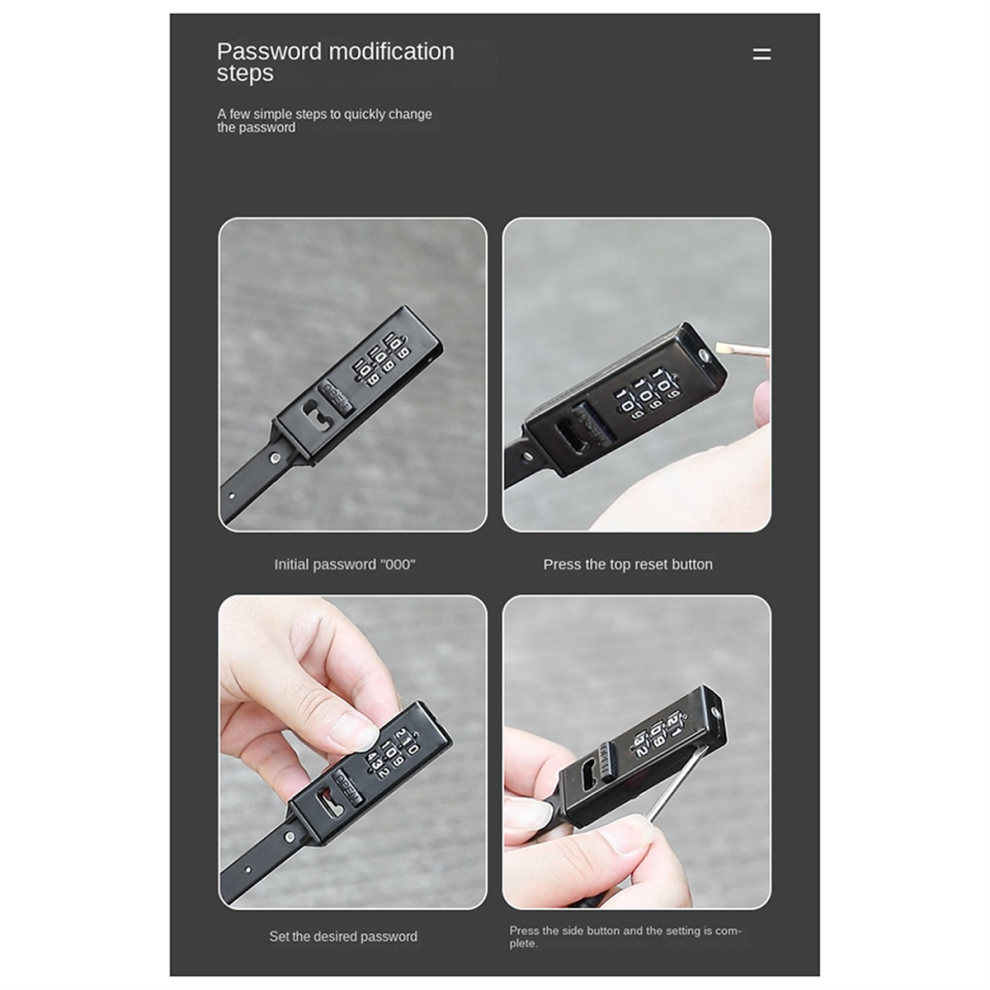 3-Digit Password Helmet Lock, Bicycle Password Lock 4852522470115