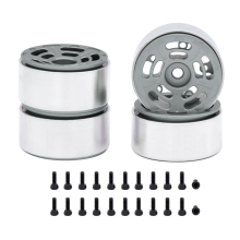 Jantes en métal pour voiture radiocommandée à chenilles 1/24 et 1/18, double trou, 5 rayons, grises
